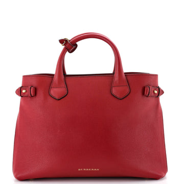 Burberry Banner Tote Leather and House Check Canvas Medium