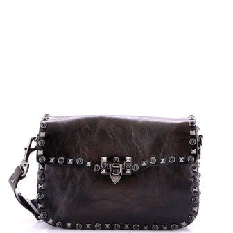 Valentino Garavani Rolling Rockstud Crossbody Bag Leather with Cabochons Medium