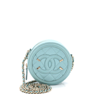 Chanel Filigree Round Clutch with Chain Quilted Caviar Mini