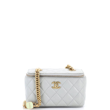 Chanel Coco Enamel Strap Vanity Case with Chain Quilted Lambskin Small