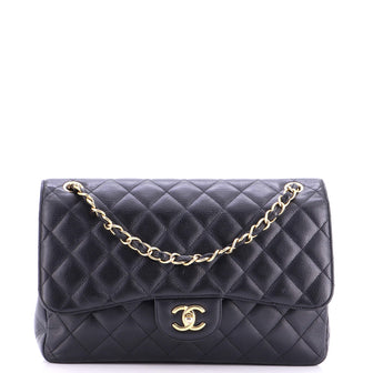Chanel Classic Double Flap Bag Quilted Caviar Jumbo