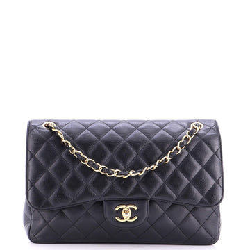 Chanel Classic Double Flap Bag Quilted Caviar Jumbo