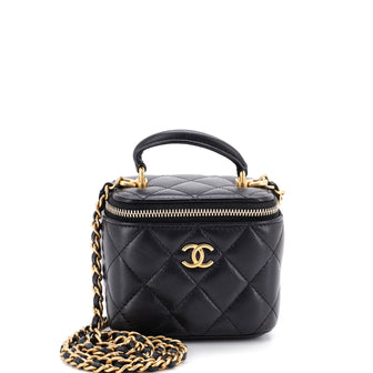 Chanel Classic Top Handle Vanity Case with Chain Quilted Lambskin Mini