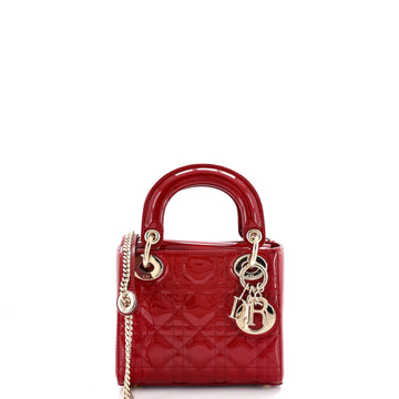 Christian Dior Lady Dior Chain Bag Cannage Quilt Patent Mini