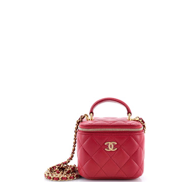 Chanel Classic Top Handle Vanity Case with Chain Quilted Lambskin Mini