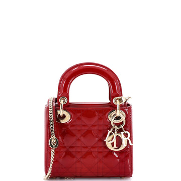 Christian Dior Lady Dior Chain Bag Cannage Quilt Patent Mini