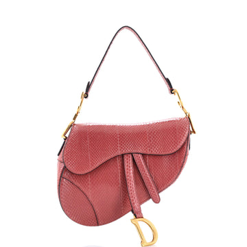 Christian Dior Saddle Handbag Python Medium