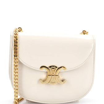 Celine Triomphe Besace Clea Chain Flap Bag Leather