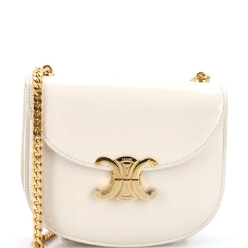 Celine Triomphe Besace Clea Chain Flap Bag Leather