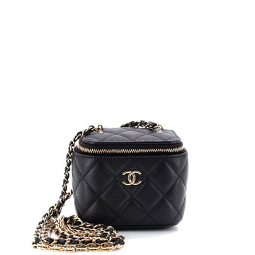 Chanel Tiny CC Link Vanity Case with Chain Quilted Caviar Mini