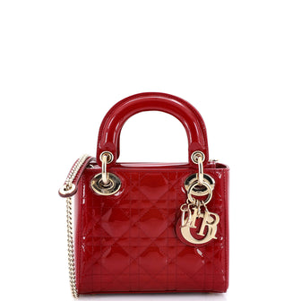 Christian Dior Lady Dior Chain Bag Cannage Quilt Patent Mini