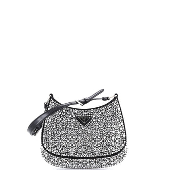Prada Cleo Shoulder Bag Crystal Embellished Satin Small