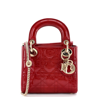 Christian Dior Lady Dior Chain Bag Cannage Quilt Patent Mini