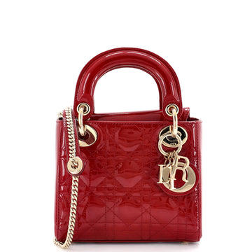 Christian Dior Lady Dior Chain Bag Cannage Quilt Patent Mini