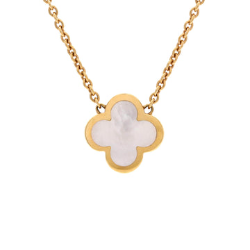 Van Cleef & Arpels Pure Alhambra Pendant Necklace 18K Yellow Gold and Mother of Pearl