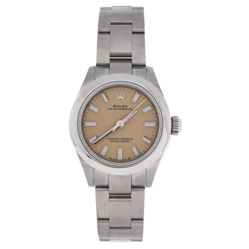 Rolex Oyster Perpetual Beige Automatic Watch Stainless Steel 28