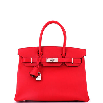 Hermes Birkin Handbag Red Epsom with Palladium Hardware 30