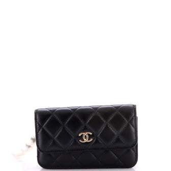 Chanel Pearl Strap Clutch with Chain Quilted Calfskin