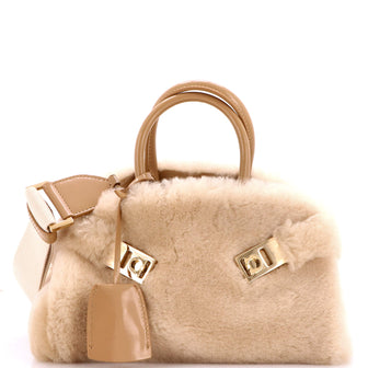 Salvatore Ferragamo Hug Top Handle Bag Shearling XS