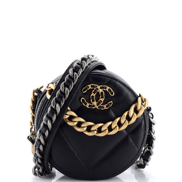 Chanel 19 Round Clutch with Chain Quilted Leather