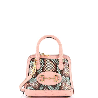 Gucci Horsebit 1955 Top Handle Bag Python and Ostrich Mini