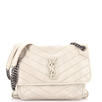 Saint Laurent Niki Chain Flap Bag Matelasse Chevron Leather Medium