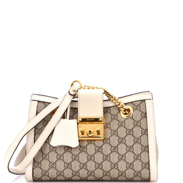 Gucci Padlock Chain Tote GG Coated Canvas with Leather Small