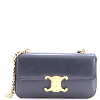 Celine Triomphe Chain Shoulder Bag Leather Small