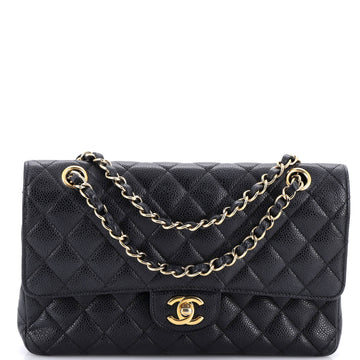 Chanel Vintage Classic Double Flap Bag Quilted Caviar Medium
