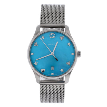 Gucci G-Timeless Charm Quartz Watch Stainless Steel with Mother of Pearl 36