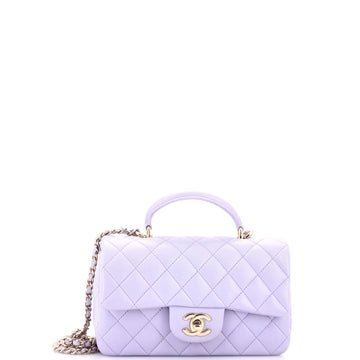 Chanel Classic Single Flap Top Handle Bag Quilted Lambskin Mini