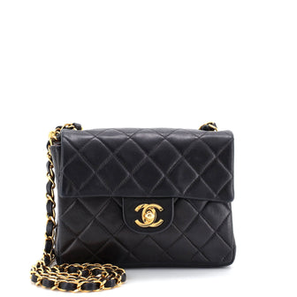 Chanel Vintage Square Classic Single Flap Bag Quilted Lambskin Mini