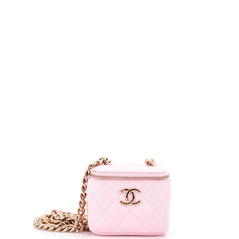 Chanel Coco Enamel Strap Vanity Case with Chain Quilted Lambskin Mini