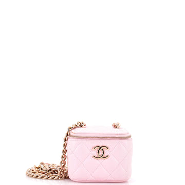 Chanel Coco Enamel Strap Vanity Case with Chain Quilted Lambskin Mini