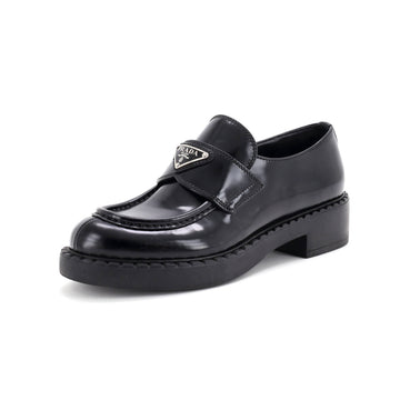 Prada Women's Triangle Logo Loafers Spazzolato Leather