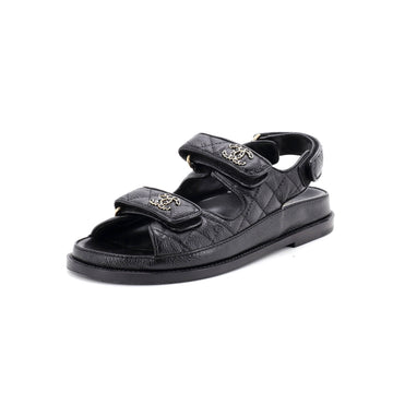 Chanel Women's Velcro Dad Sandals Quilted Leather