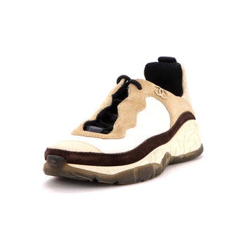 Chanel Women's CC Cap Toe Logo Sneakers Quilted Suede and Mixed Fibers
