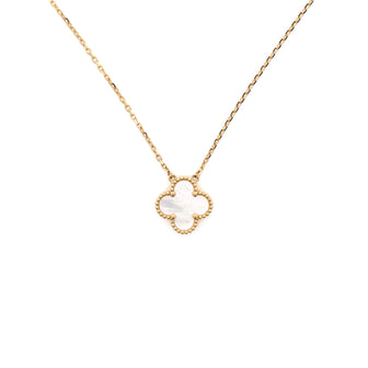 Van Cleef & Arpels Vintage Alhambra Pendant Necklace 18K Yellow Gold and Mother of Pearl