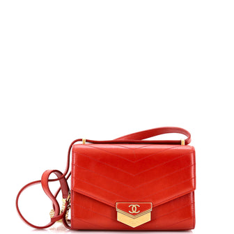 Chanel Medal Envelope Flap Bag Chevron Calfskin Small