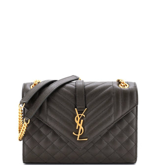 Saint Laurent Classic Monogram Envelope Satchel Mixed Matelasse Leather Medium