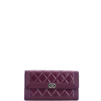 Chanel Boy Flap Wallet Quilted Lambskin Long