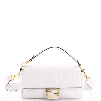 Fendi Baguette NM Bag Zucca Embossed Leather Medium