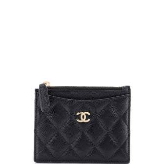 Chanel CC Zip Card Holder Quilted Caviar