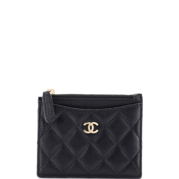 Chanel CC Zip Card Holder Quilted Caviar