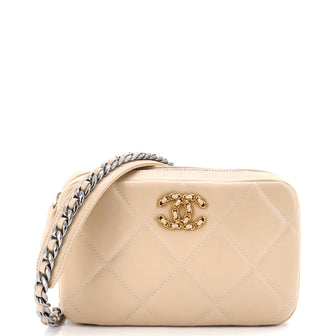 Chanel 19 Zipped Phone Holder Crossbody Bag Quilted Lambskin