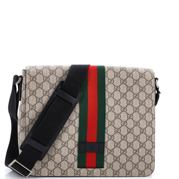 Gucci Web Flap Messenger Bag GG Coated Canvas Medium