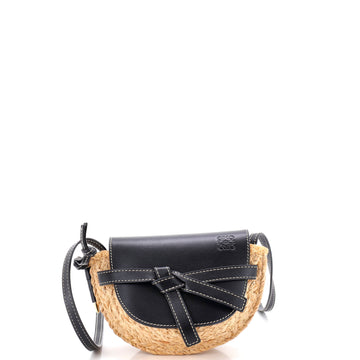 Loewe Gate Leather Shoulder Leather with Raffia Mini