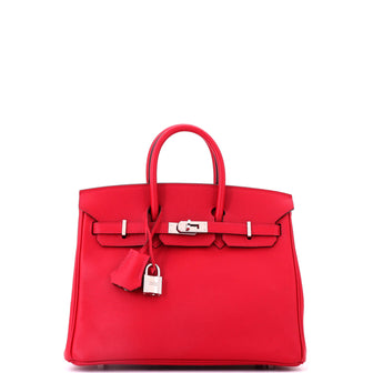 Hermes Birkin Handbag Red Epsom with Palladium Hardware 25