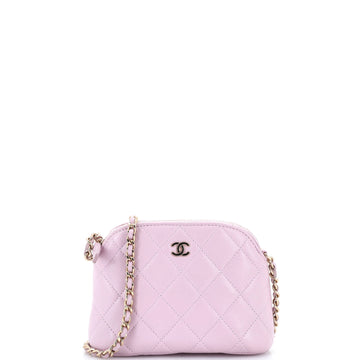 Chanel CC Dome Zip Clutch with Chain Quilted Caviar Mini