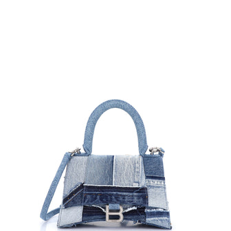 Balenciaga Hourglass Top Handle Bag Patchwork Denim Small
